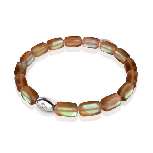 Schokolade | 925 Sterling Silber | Meerjungfrau Glaskiesel Armband